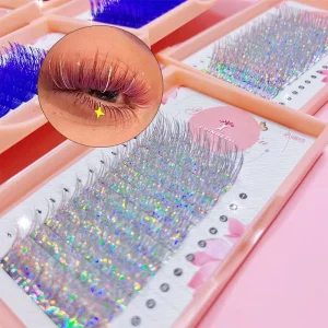Shiny Colorful Eyelashes Makeup Tinsel Individual Lashes Holographic Tinsel Eyelashes