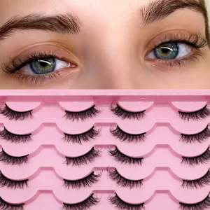 Short Corner Half Lashes Strip Invisible Band Black Band 14 Pairs Clear Band Wispy Half Eyelashes