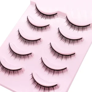 Short Full Strip Eyelashes with Hard Stem for Daily Work Nude Makeup Simulation Double Eyelid Generation Hair Support