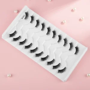 Short Natural Faux Mink Corner Eyelashes Light Weight Comfortable Wear False cat Eye Lashes 10 Pairs Wispy Half Full Lashes