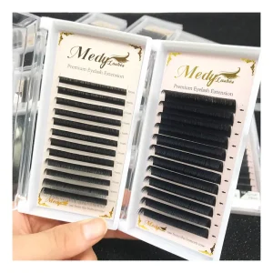 Silk Eye Lash Extension Supplies J B C CC D DD L Curl Matte Black Eyelash Extensions Trays With Custom Logo