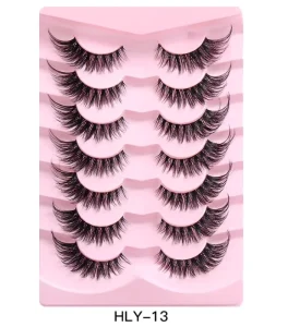 Silk Mink Strip Lashes Thin Black Band D Curl False Eyelashes 3d Natural Fluffy Lashes Full Strip Natural Eyelashes