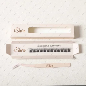 Simple One Line Box Travel Size Water Resistant Comfy Press on Lashes Long Lasting Pre-Glued Cluster Lashes with Private Logo