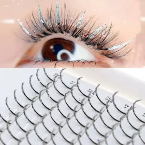 Sliver Glitter Fairy Lashes Synthetic Hair Machine Made Natural Long Color Eyelash Extension Private Label Y W Eyelash