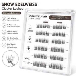 Snow Edelweiss Handmade Mixed Thickness No Glue Cluster Lashes Self Adhesive DIY Lash Extension Natural Wispy Premade