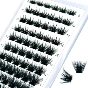 Soft 8 16mm Thick Cluster Eyelashes C D Curl Hot Bonded Fluffy Cluster Lashes Fan