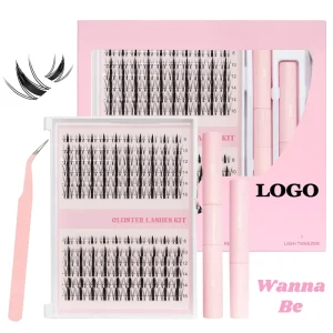 Soft 8 18mm 3D Manga Cluster Lashes D Curl Ultra Thin Band Waterproof Fluffy Cluster Lashes Fan