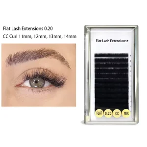 Soft Dark Individual Eyelash Extension 0.20 CC 11Mm 14Mm Ellipse Flat Synthetic Hair Full Volume Matte Salon Use Eyelash