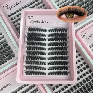 Soft Fluffy Cluster DIY Lashes Set 60D Vegan Individual Eyelashes Handmade Natural DIY Lashes Extension Kit