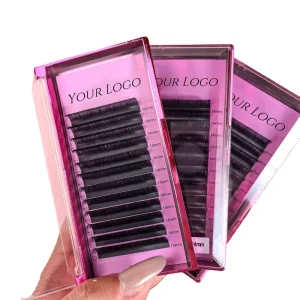 Soft Korean PBT Fiber Brown Color Lashes Trays Dark Brown Volume Lashes Extensions 0.03 0.05 0.07 Russian Volume Mega