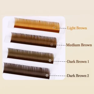 Soft Korean PBT Fiber Brown Colors Lashes Trays Dark Brown Russian Lashes Extensions 0.02 0.03 0.05 Brown Flat Lashes