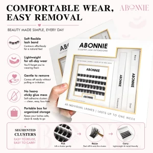 Soft Lightweight Thin Band D Curl Individual Cluster Lashes