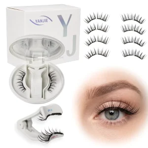 Soft Magnetic Eyelash Set with Applicator Reusable Glue free Thin Magnetic Lashes Waterproof Lightweight False Eyelashes