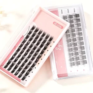 Soft Matte Black Handmade Invisible Clear Band Individual Segmented Lashes Natural Wispy for Volume DIY Eyelash Eyelashes