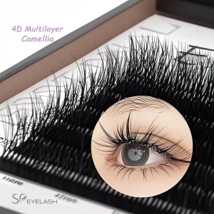 Soft Matte Cashmere Messy 3D Multi Layered Fluffy Lash Extension Silk Mink 4D Wild Camellia Easy Fan Lash Extension