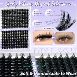 Soft Mink PBT Fiber Cluster Lashes Mixed Length 10-16mm Natural Wispy Daily Wear DIY Individual Lash Extensions