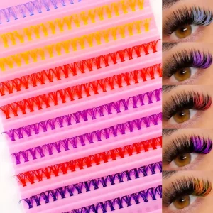 Soft Natural Matte Colorful Diy Segment Lash Cluster Kit Private Label Color Individual Cluster Eyelash Extension