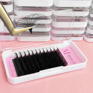 Soft Velvet Eyelash Extensions Matte Black Sparkle Korean PBT Cashmere Lash Extensions 3D Effect Volume Trays