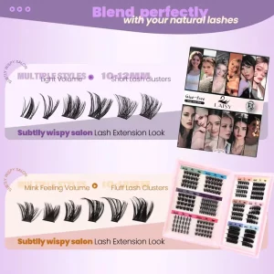 Soft Wispy 12 Style Handmade Fluffy Lash Clusters Lash Cluster Kit for Salon Diy Eye Makeup