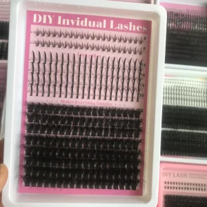 Spike Bottom Lash Clusters D Curl Cashmere PBT DIY Eyelash Extension Custom Logo Tray