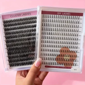 Spike Cluster Lashes with Bottom Individual Mix CD Curl Natural Eyelashes Faux Mink DIY Lash Clusters Kit Custom logo