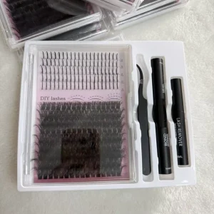 Spike Cluster Lashes with Bottom Individual Mix D Curl Natural Eyelashes Faux Mink Lash Clusters Kit Custom logo