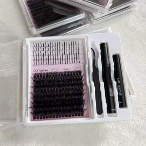 Spike Cluster Lashes with Bottom Individual Mix D Curl Natural Eyelashes Faux Mink Lash Clusters Kit Custom logo
