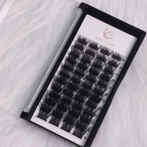 Spikes Private Label DIY Lash Clusters Wispy Fluffy Individual Eyelashes Tray 0.07MM Thickness Black Cotton Band