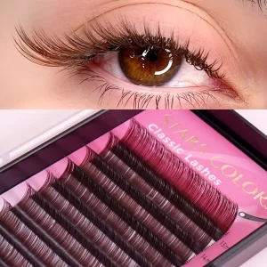 Stars Color Classic Lashes Colored Eyelash Extensions 0.07mm C Curl 14-15mm Individual Lash Tray d Curl Lash Clusters