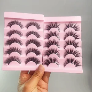 Strip Eyelashes with Custom logo Fluffy Faux Mink Eyelash Luxury Lash Strips