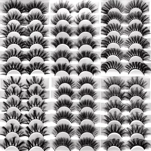 Stripped Mink Strip Lashes 25mm Thick Full Fluffy Natural Eyelashes