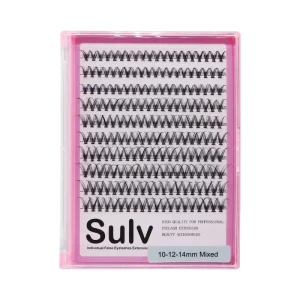 Sulv Lash Kit 200pcs Black 18mm Natural & Colorful Handmade 15D D Curl Black Extensions Large Tray Wispy False Eyelashes
