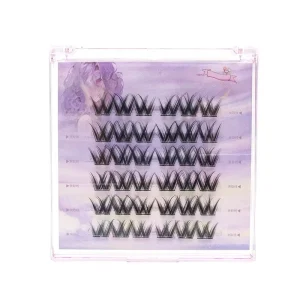 Sunflower Handmade Glue Free Synthetic Hair False Lashes Flared Shape Daily Makeup Essential Jie Jie Brand 6 Rows