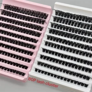 Sunland 手工自嫁接睫毛延长件 50d-100d 适用于睫毛簇预制扇形 DIY 12排