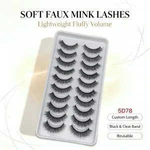 Sunland Custom Cruelty Free Faux Mink Eyelsh Vegan Eyelash 15mm 5D False Eye Lashes for Vegan Lash in Print Lash Boxes