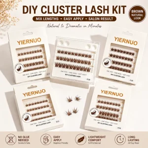 Super Brown Fiber Silk Eyelash Extension Cluster 4rows High Quality DIY PER Glue Cluster Lashes Color Lash