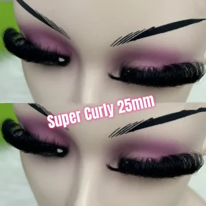 Super Curly Fluffy 25mm Mink Eye Lashes Vendor Private Label 8D Full Strip Eyelashes