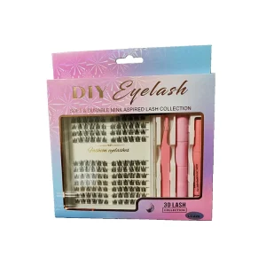 Super D Curl Reusable 0.10mm Synthetic Hair Individual Cluster Lashes Kit Black Cotton Band Bottom Lashes Spikes