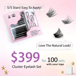Super D Curl Reusable Synthetic Hair Individual Cluster Lashes Kit Bottom Lashes Spikes Private Label Lash Clusters