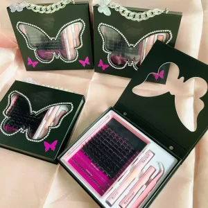 Super Fluffy 18MM 5D Cluster Lashes Kit 5D Eyelash Extensions Cluster Trays Faux Mink Individual Lashes