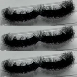 Super Fluffy Lashes Mink Strip D Curl Eyelashes 25mm with Custom Lash Box Natural 30mm Eyelash