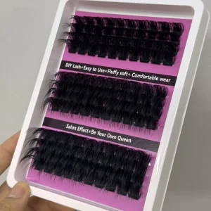 Super Fluffy Thick Long Cluster Lashes Vendor Custom Logo Lash Cluster Kit 20 25mm d Curl Clusters