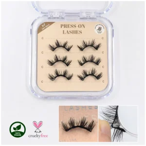 Super Light Weight Soft Thin Black Cruelty Free Plant Fiber Handmade False Eyelashes Private Label No Glue Need Pre Glued Wispy