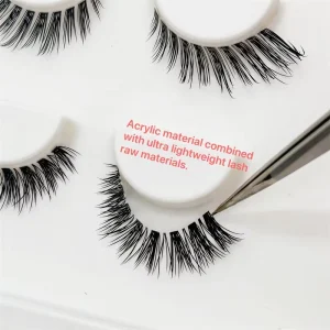 Super Lightweight Wispy PBT Lashes Cruelty Free Reusable Handmade False Wet Look Invisible Band Eyelashes