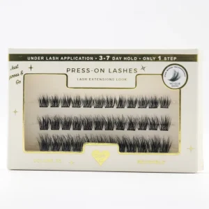 Super Long Lasting Vegan Plant Fiber Full Strip Press On Lashes Invisible Clear Band Reusable Glow Dark Self Adhesive 3D Effect