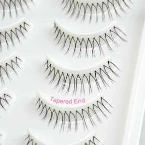 Super Natural K pop Fuller Strip Lashes Handmade 0.02MM Clear Synthetic Hair Box Large Tray 10Pairs per Pack Band Length 3-10MM