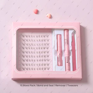Super Natural Light Weight Korean Styles Cluster Lashes Premapped cat Foxy Eyes Individual Lashes Extensions Bond and Seal Kit
