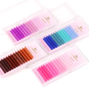 Super Soft Colored 0.02 0.03 Neon Color Lash Supplies Colorful Lash Trays Brown Colors Lashes 16 Line Glitter Eyelash Extension