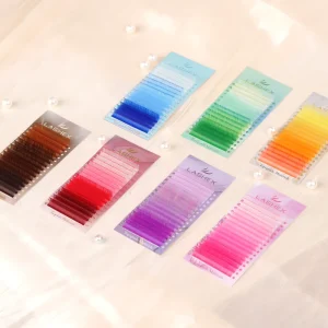Super Softer Colored Neon Color Lash Supplies Colorful Lash Trays Brown Lashes 16 Line Glitter Eyelash Extension