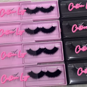 Super Thick and Fluffy 5D Real Mink Eyelashes Private Label 25mm Strip Lashes
